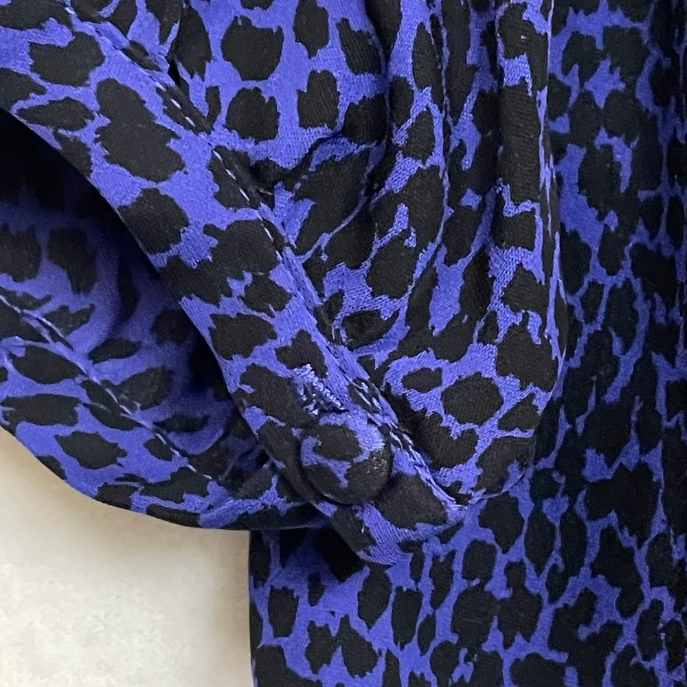 Joie XS Silk Leopard Print Blouse Purple Black V-Neck 3/4 Sleeve - Picture 12 of 14